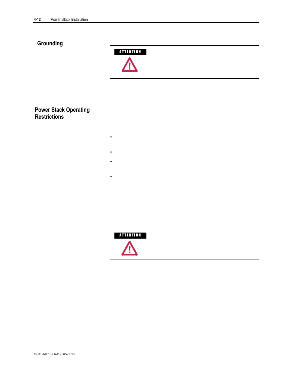 Power stack operating restrictions grounding | Rockwell Automation MV SMC Flex OEM Components User Manual | Page 28 / 61