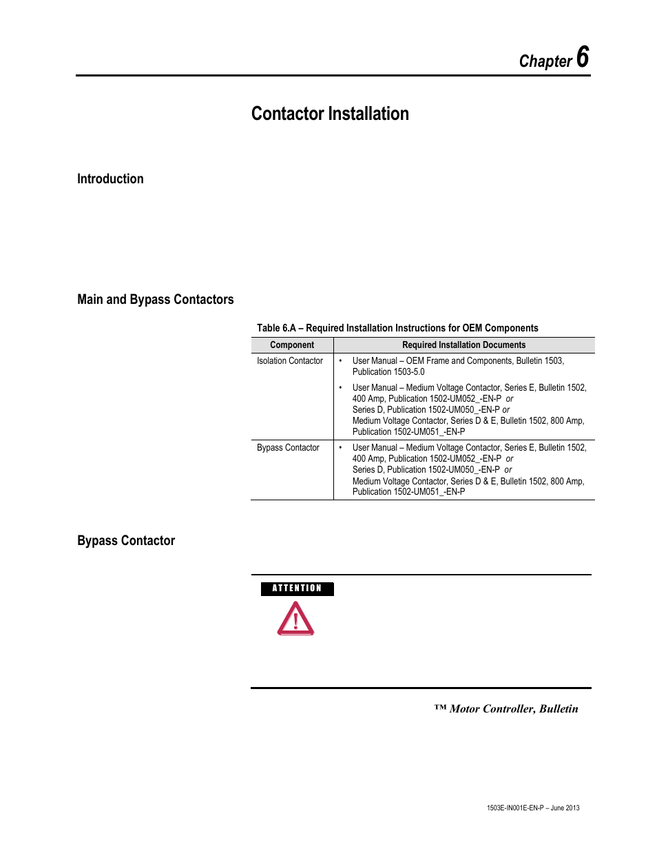 Contactor installation, Chapter | Rockwell Automation MV SMC Flex OEM Components User Manual | Page 39 / 61