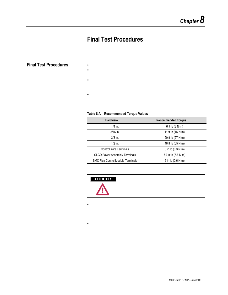 Final test procedures, Chapter | Rockwell Automation MV SMC Flex OEM Components User Manual | Page 49 / 61