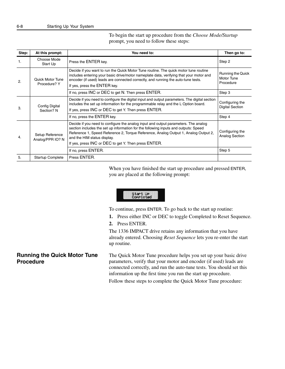 Running the quick motor tune procedure, Running the quick motor tune procedure -8 | Rockwell Automation 1336E IMPACT Adjustable Frequency AC Drive User Manual V 1-4.XX User Manual | Page 106 / 419