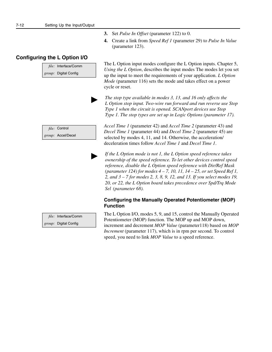 Configuring the l option i/o | Rockwell Automation 1336E IMPACT Adjustable Frequency AC Drive User Manual V 1-4.XX User Manual | Page 124 / 419