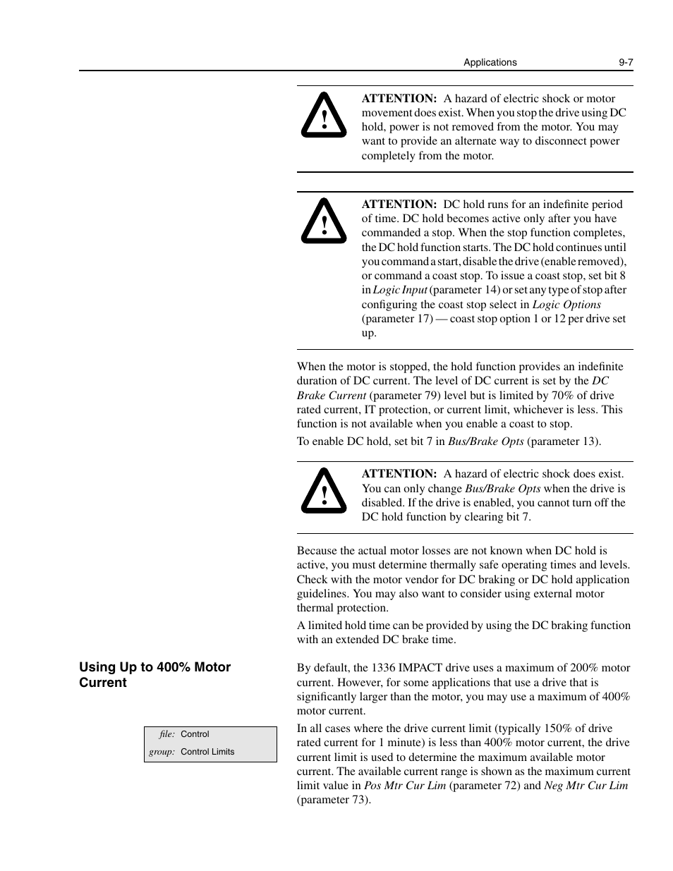 Using up to 400% motor current, Using up to 400% motor current -7 | Rockwell Automation 1336E IMPACT Adjustable Frequency AC Drive User Manual V 1-4.XX User Manual | Page 147 / 419