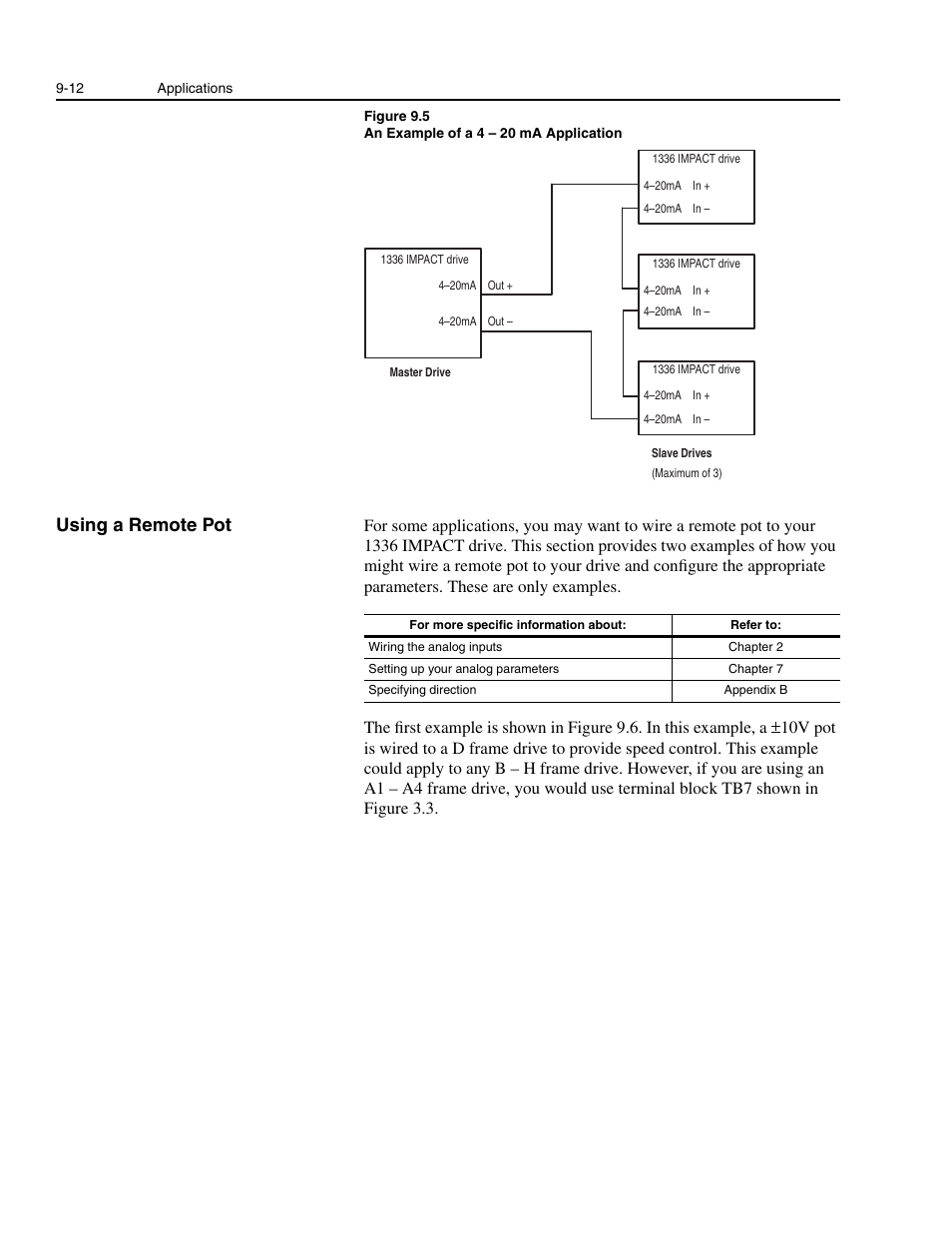 Using a remote pot, Using a remote pot -12 | Rockwell Automation 1336E IMPACT Adjustable Frequency AC Drive User Manual V 1-4.XX User Manual | Page 152 / 419