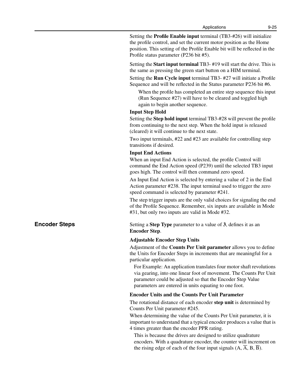 Encoder steps, Encoder steps -25 | Rockwell Automation 1336E IMPACT Adjustable Frequency AC Drive User Manual V 1-4.XX User Manual | Page 165 / 419