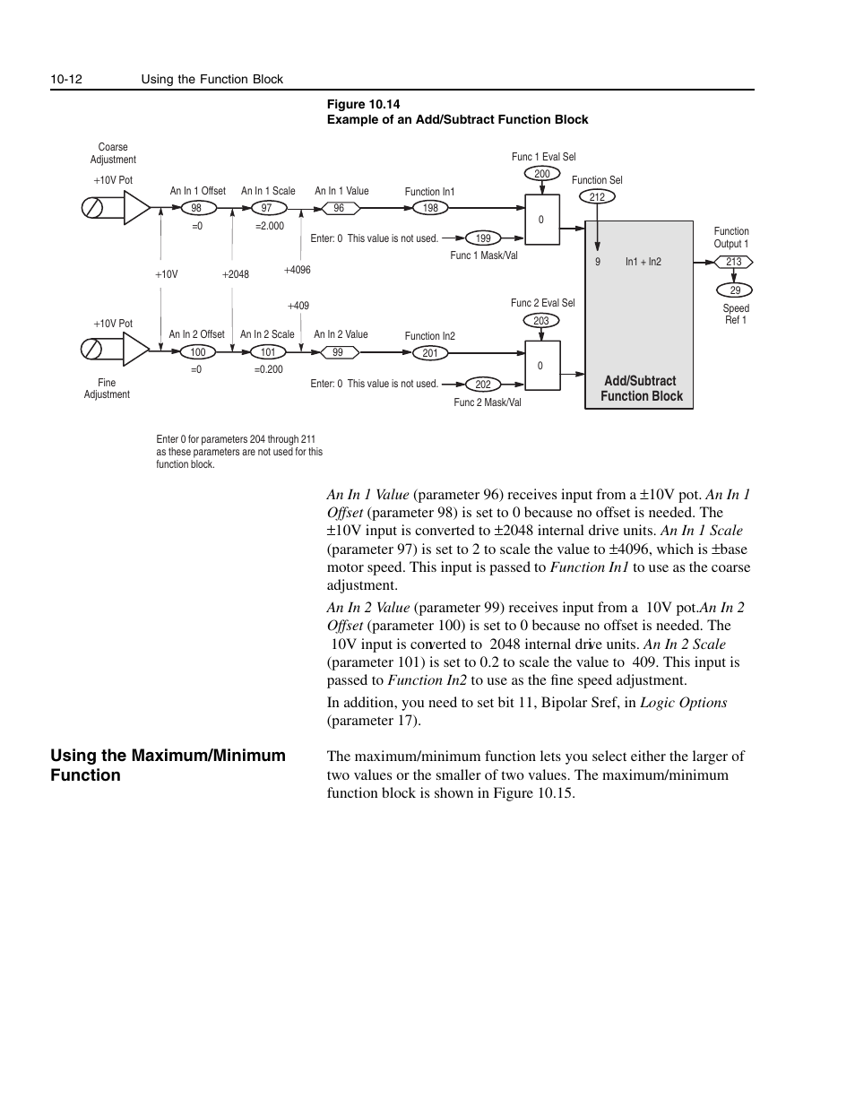 Using the maximum/minimum function, Using the maximum/minimum function -12 | Rockwell Automation 1336E IMPACT Adjustable Frequency AC Drive User Manual V 1-4.XX User Manual | Page 182 / 419