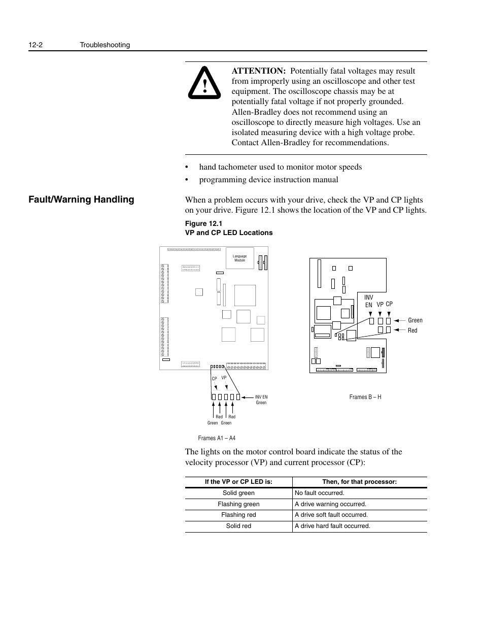 Fault/warning handling, Fault/warning handling -2 | Rockwell Automation 1336E IMPACT Adjustable Frequency AC Drive User Manual V 1-4.XX User Manual | Page 284 / 419