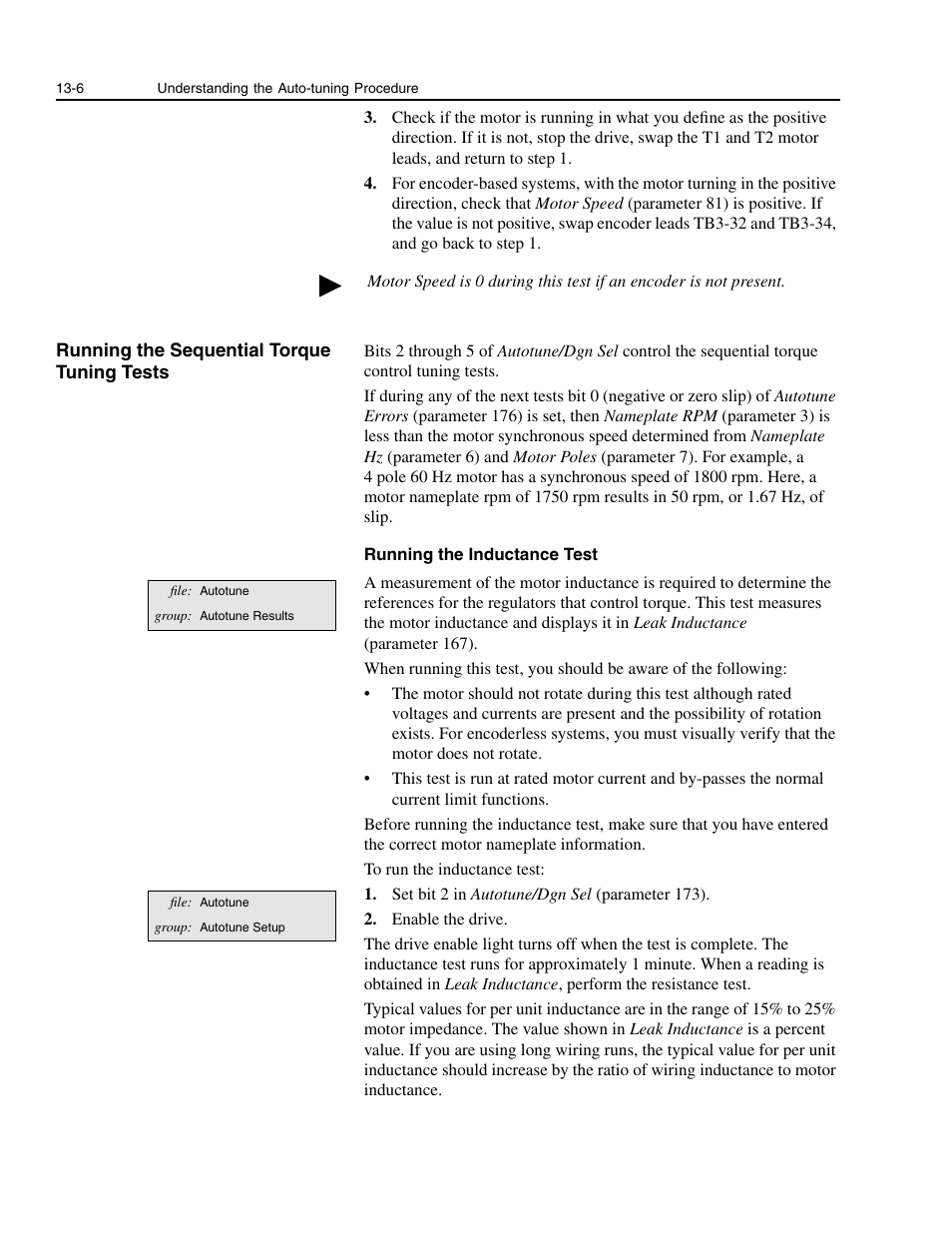 Running the sequential torque tuning tests, Running the sequential torque tuning tests -6 | Rockwell Automation 1336E IMPACT Adjustable Frequency AC Drive User Manual V 1-4.XX User Manual | Page 318 / 419