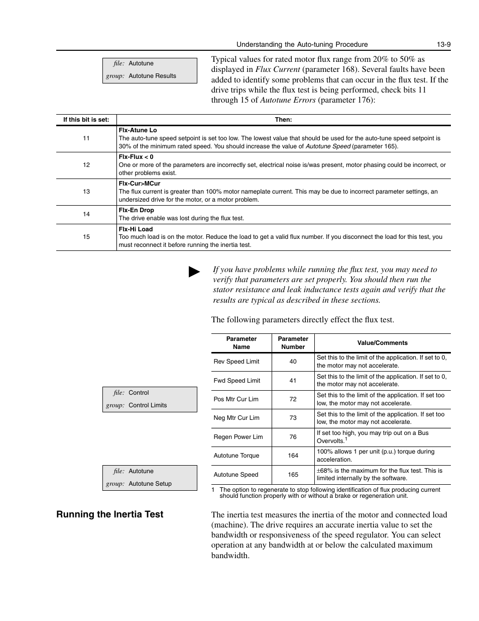 Running the inertia test, Running the inertia test -9 | Rockwell Automation 1336E IMPACT Adjustable Frequency AC Drive User Manual V 1-4.XX User Manual | Page 321 / 419