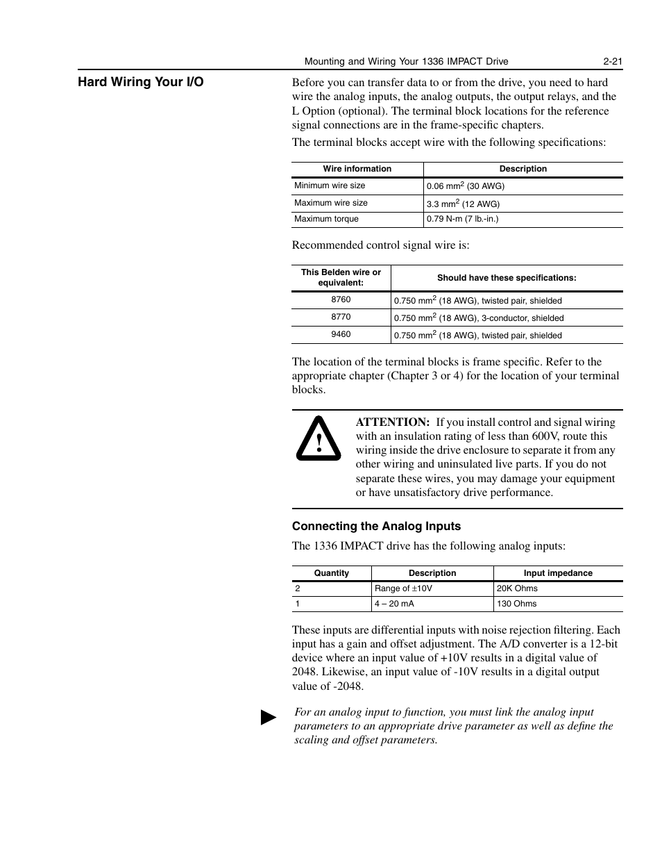 Hard wiring your i/o | Rockwell Automation 1336E IMPACT Adjustable Frequency AC Drive User Manual V 1-4.XX User Manual | Page 39 / 419