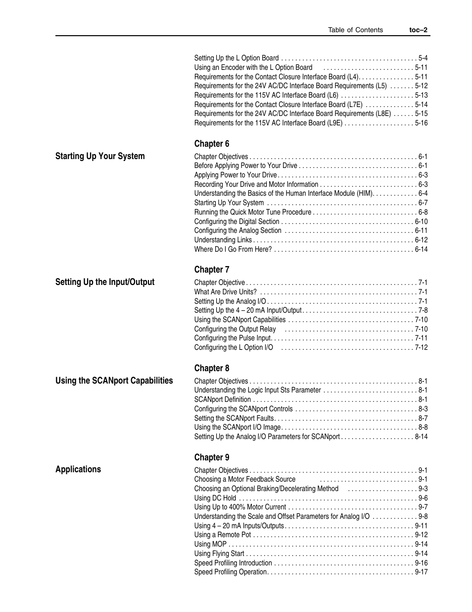 Chapter 6, Chapter 7, Chapter 8 | Chapter 9 | Rockwell Automation 1336E IMPACT Adjustable Frequency AC Drive User Manual V 1-4.XX User Manual | Page 4 / 419