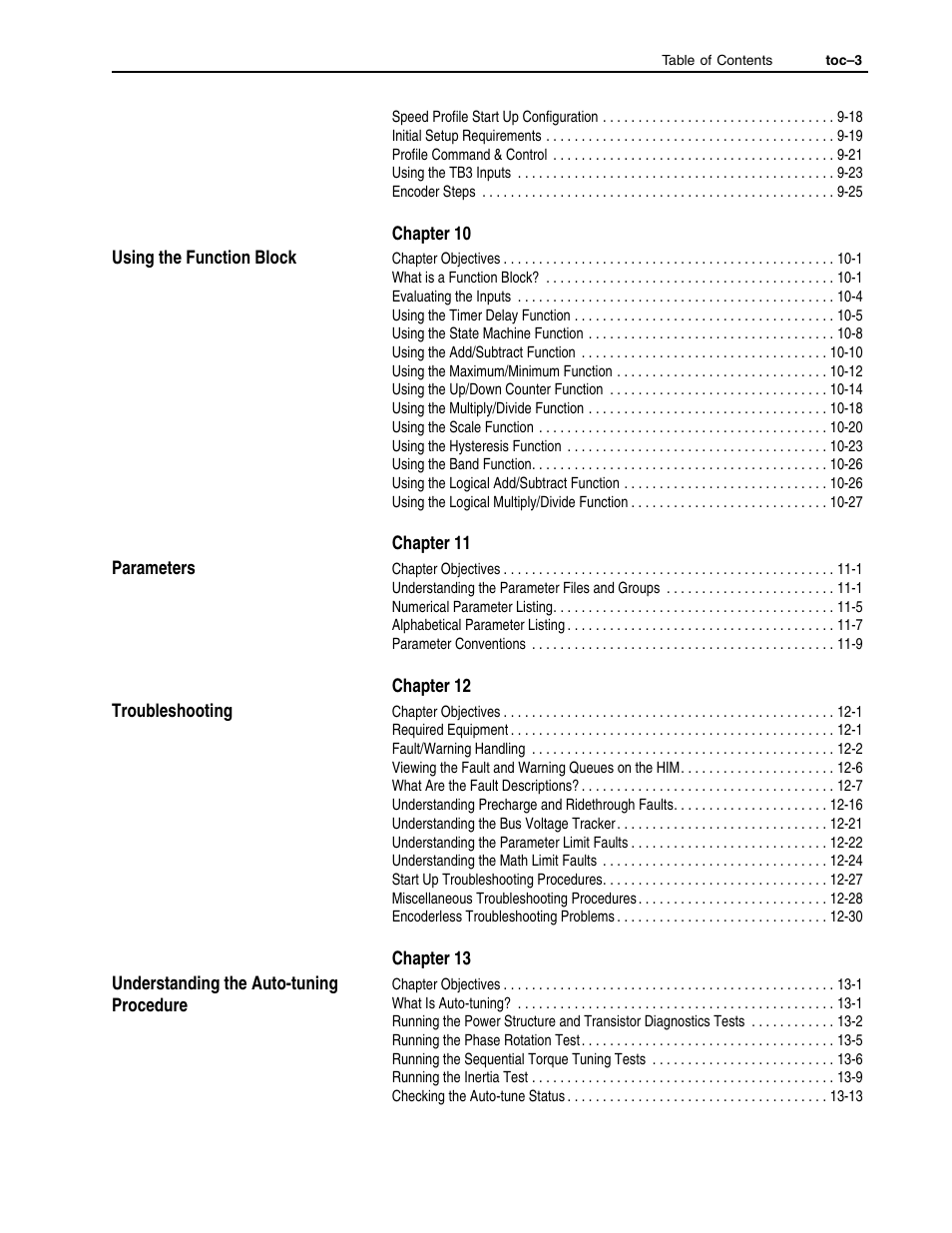 Chapter 10, Chapter 11, Chapter 12 | Chapter 13 | Rockwell Automation 1336E IMPACT Adjustable Frequency AC Drive User Manual V 1-4.XX User Manual | Page 5 / 419