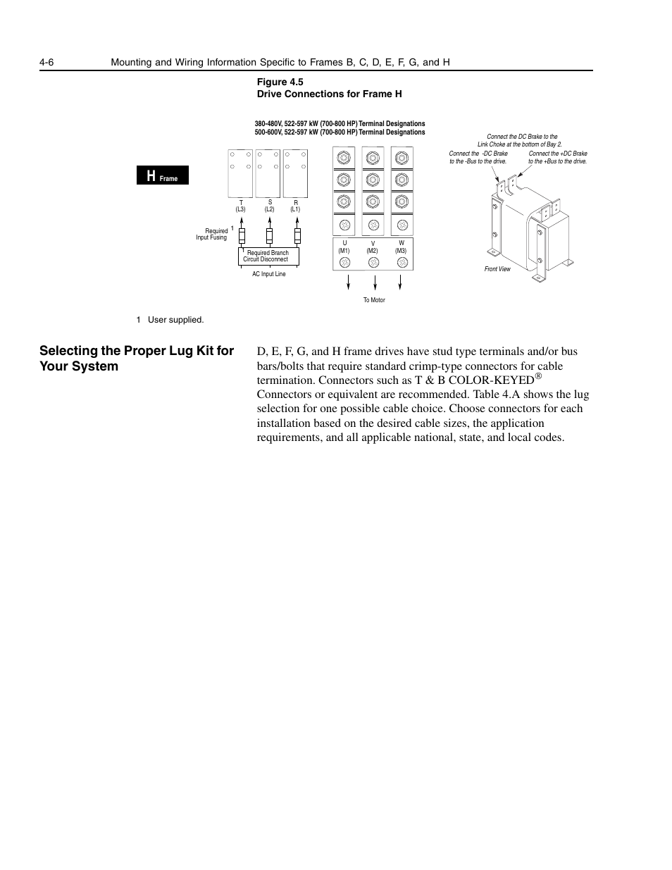 Selecting the proper lug kit for your system, Selecting the proper lug kit for your system -6 | Rockwell Automation 1336E IMPACT Adjustable Frequency AC Drive User Manual V 1-4.XX User Manual | Page 64 / 419