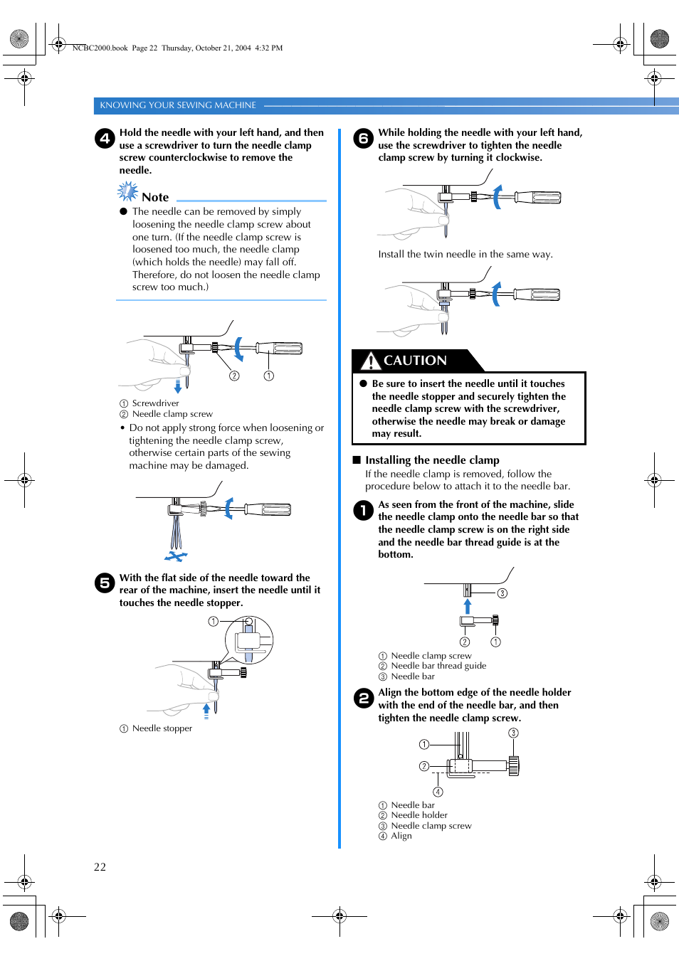 Caution | Brother ES 2000 User Manual | Page 24 / 67