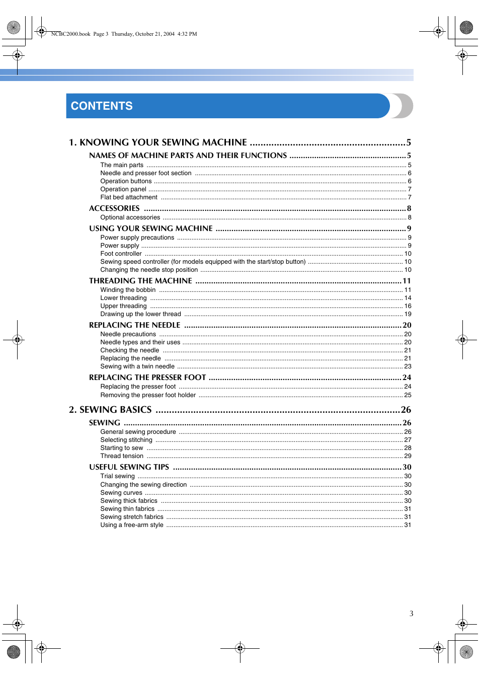 Brother ES 2000 User Manual | Page 5 / 67