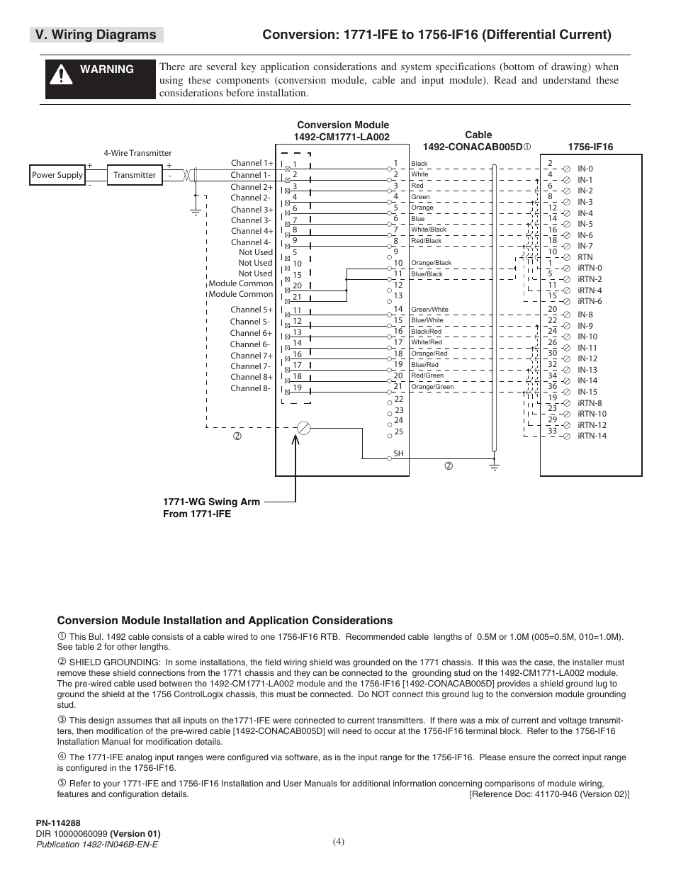 V. wiring diagrams | Rockwell Automation 1492-CM1771-LA002 Analog I/O Conversion Module User Manual | Page 4 / 8