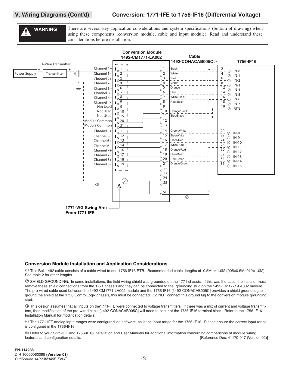 V. wiring diagrams (cont’d) | Rockwell Automation 1492-CM1771-LA002 Analog I/O Conversion Module User Manual | Page 5 / 8