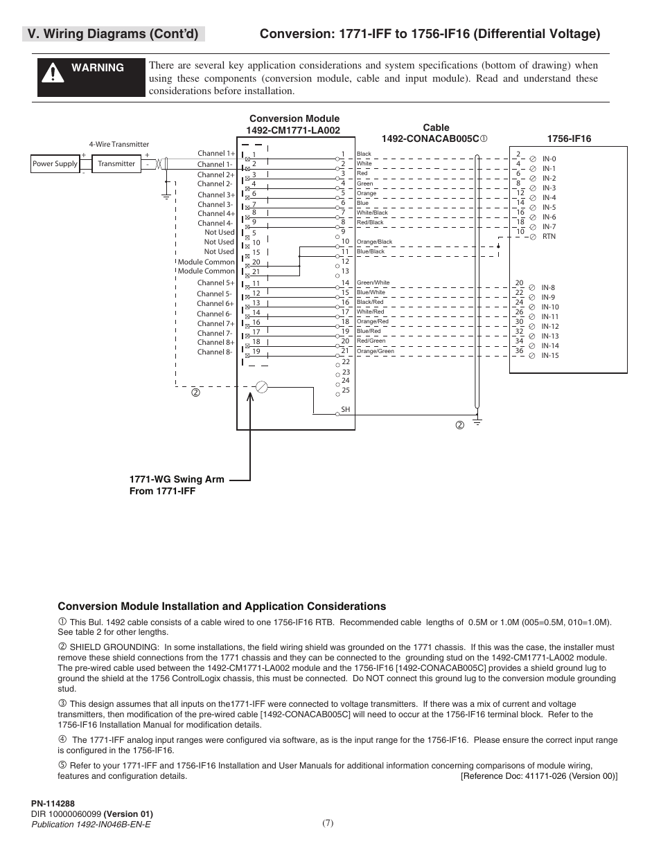 V. wiring diagrams (cont’d) | Rockwell Automation 1492-CM1771-LA002 Analog I/O Conversion Module User Manual | Page 7 / 8