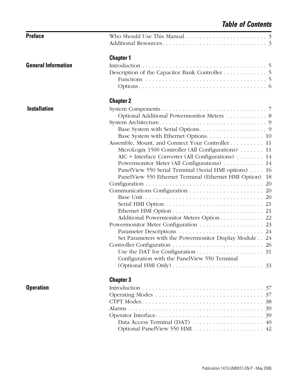 Rockwell Automation 1413-ME-PEA Capacitor Bank Controller - Series B User Manual | Page 3 / 72