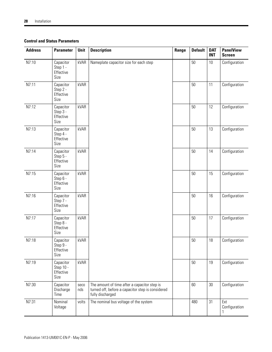 Rockwell Automation 1413-ME-PEA Capacitor Bank Controller - Series B User Manual | Page 30 / 72