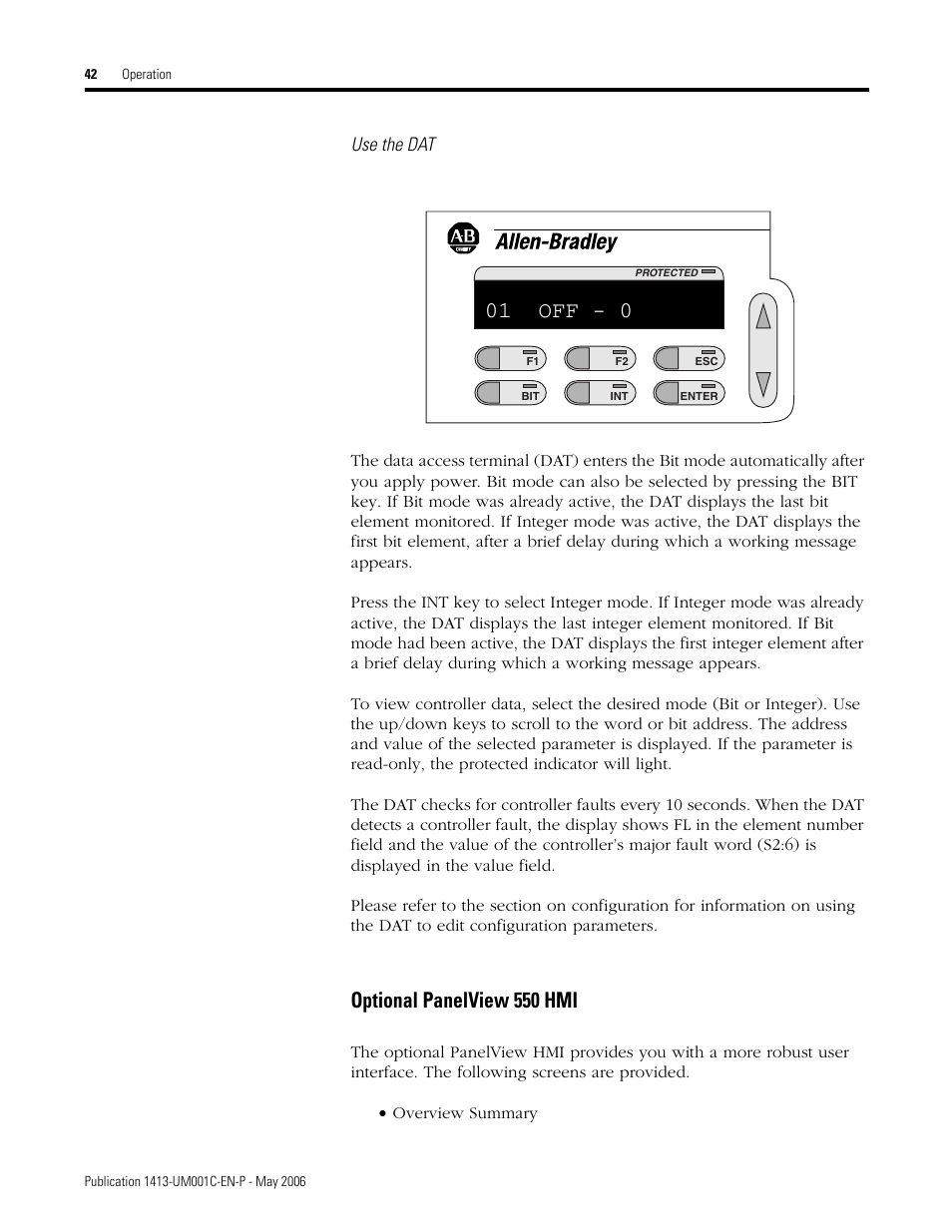 Optional panelview 550 hmi, 01 off - 0 | Rockwell Automation 1413-ME-PEA Capacitor Bank Controller - Series B User Manual | Page 44 / 72