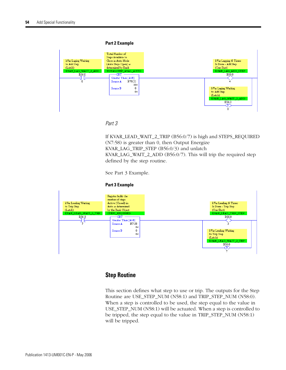 Step routine | Rockwell Automation 1413-ME-PEA Capacitor Bank Controller - Series B User Manual | Page 56 / 72