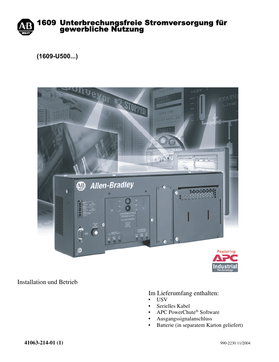 Rockwell Automation 1609-U500x Uninterruptible Power Supply User Manual | Page 5 / 24