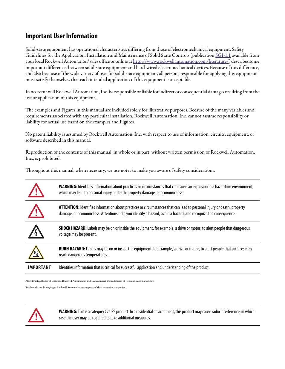 Important user information | Rockwell Automation 1609-B_D UPS Product User Manual User Manual | Page 2 / 34