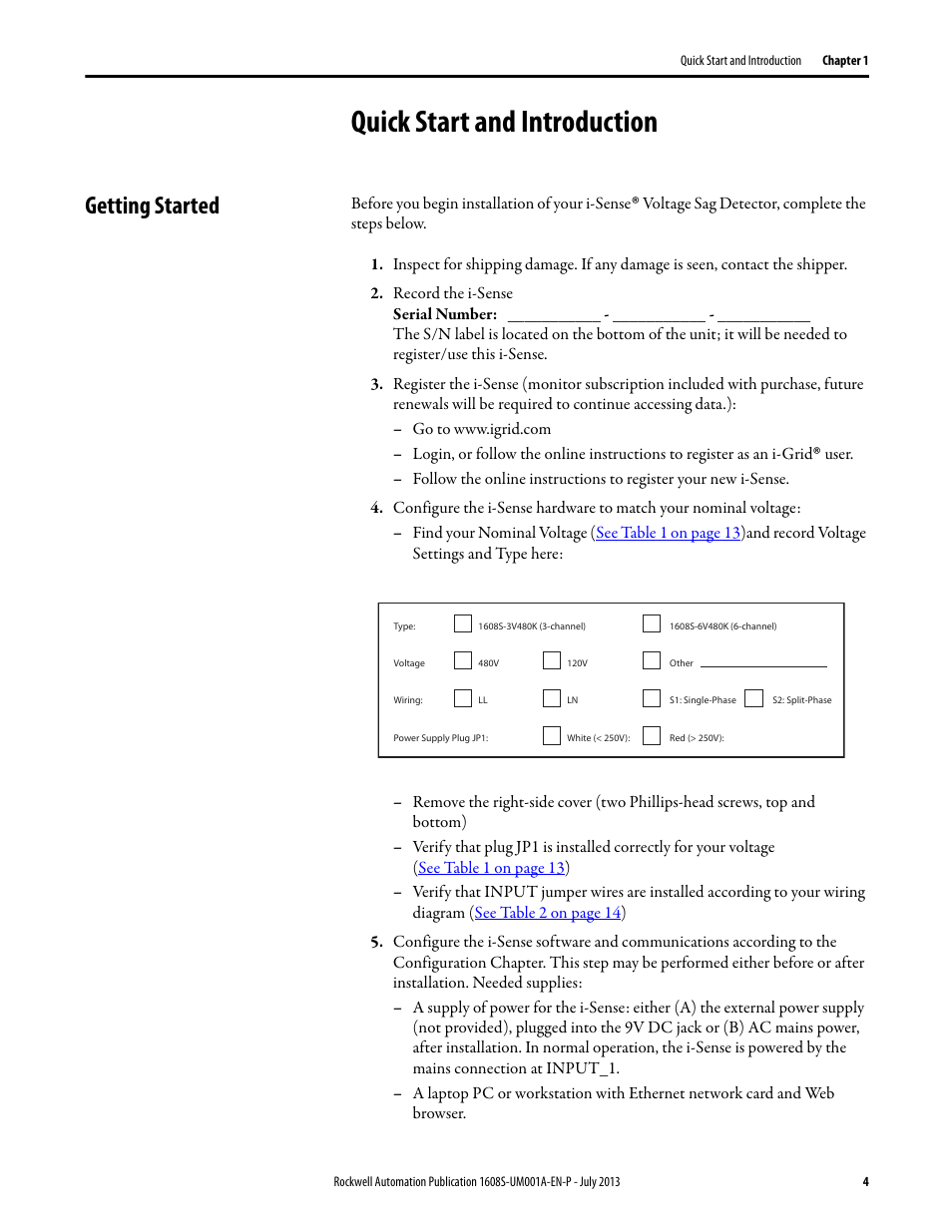 Quick start and introduction, Getting started | Rockwell Automation 1608S I-Sense User Manual User Manual | Page 4 / 24