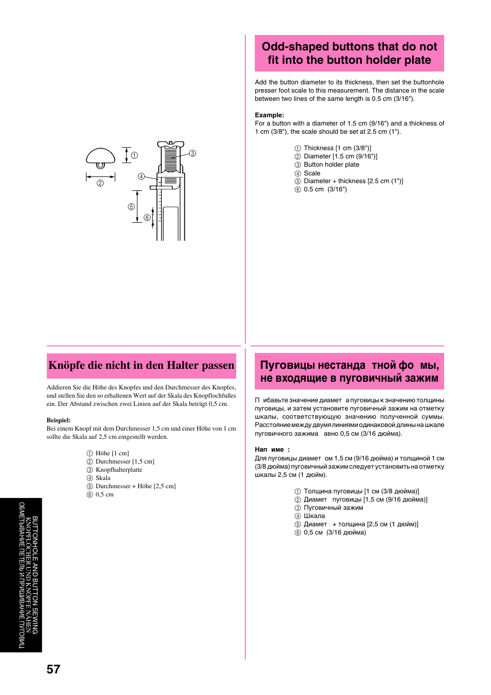 Knöpfe die nicht in den halter passen | Brother XL-6040 User Manual | Page 68 / 101