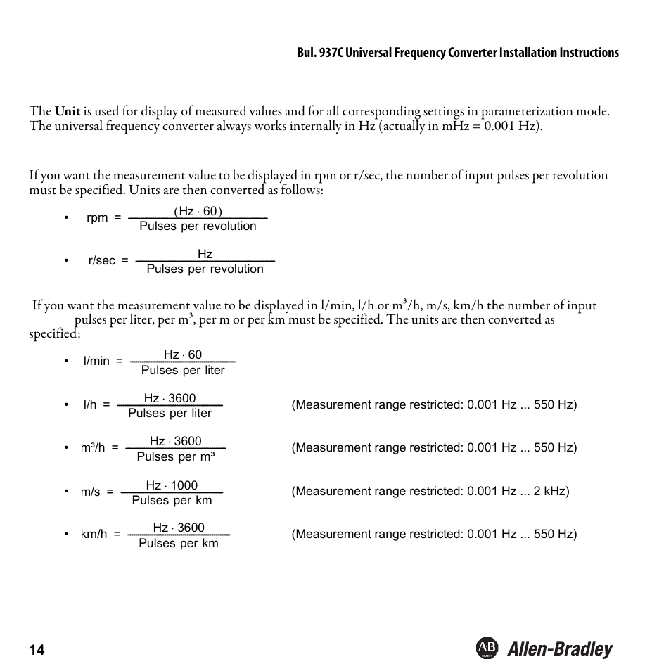 Rockwell Automation 937CU-DIFRQ_1 Universal Frequency Converter Installation Instructions User Manual | Page 16 / 36