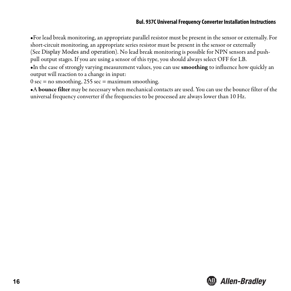 Rockwell Automation 937CU-DIFRQ_1 Universal Frequency Converter Installation Instructions User Manual | Page 18 / 36