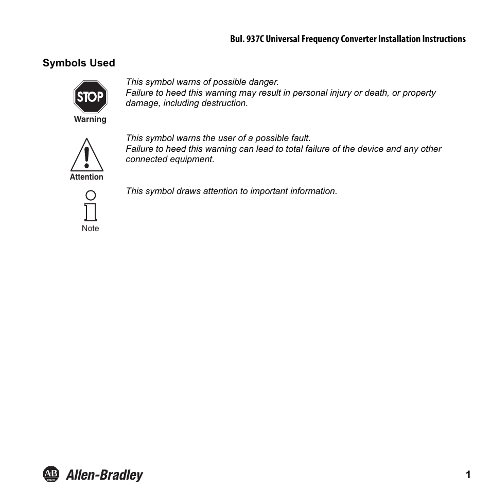 01_bodyjim | Rockwell Automation 937CU-DIFRQ_1 Universal Frequency Converter Installation Instructions User Manual | Page 3 / 36