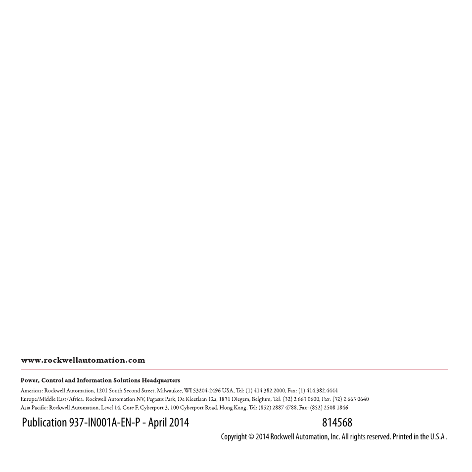 00_coverjf | Rockwell Automation 937CU-DIFRQ_1 Universal Frequency Converter Installation Instructions User Manual | Page 36 / 36