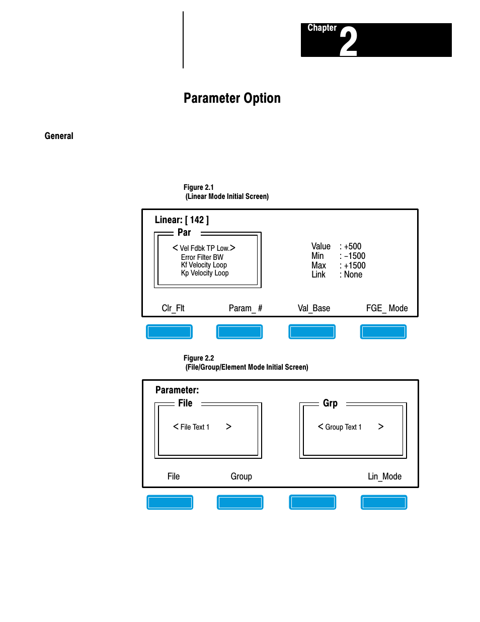 2 - parameter option, General, Parameter option | Rockwell Automation 1201 GRAPHIC PROGRAM TERM 3.XX User Manual | Page 14 / 64