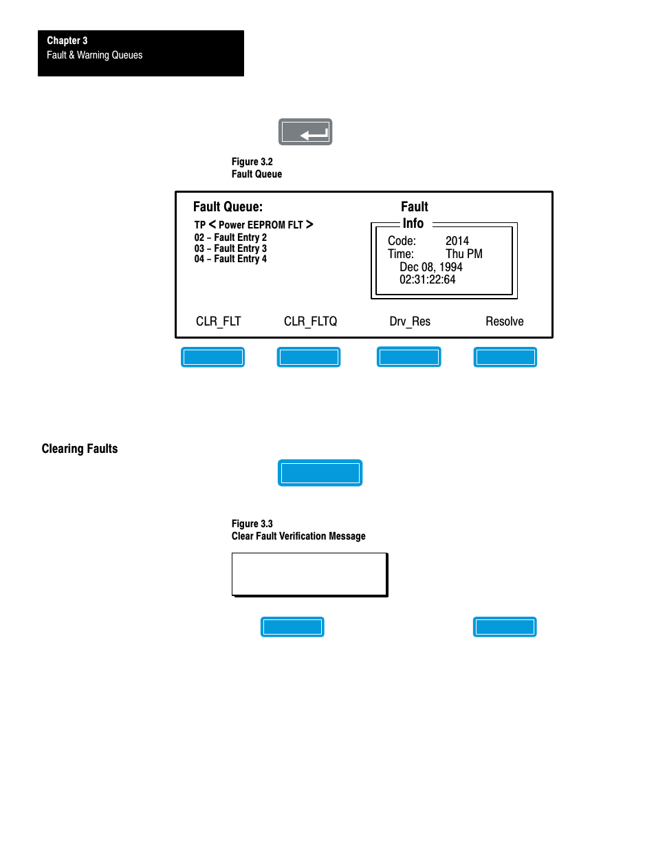 Clearing faults | Rockwell Automation 1201 GRAPHIC PROGRAM TERM 3.XX User Manual | Page 25 / 64