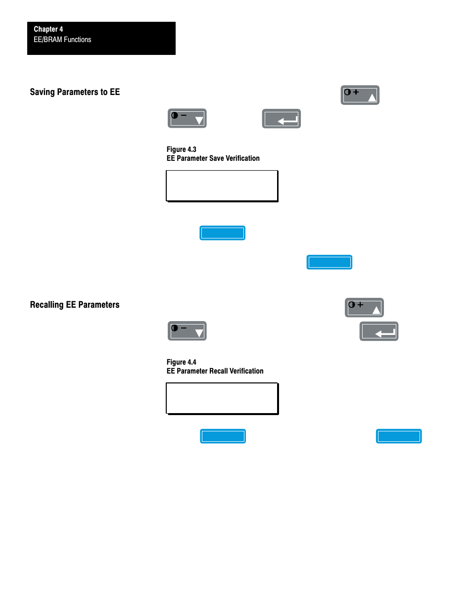 Saving parameters to ee, Recalling ee parameters | Rockwell Automation 1201 GRAPHIC PROGRAM TERM 3.XX User Manual | Page 31 / 64