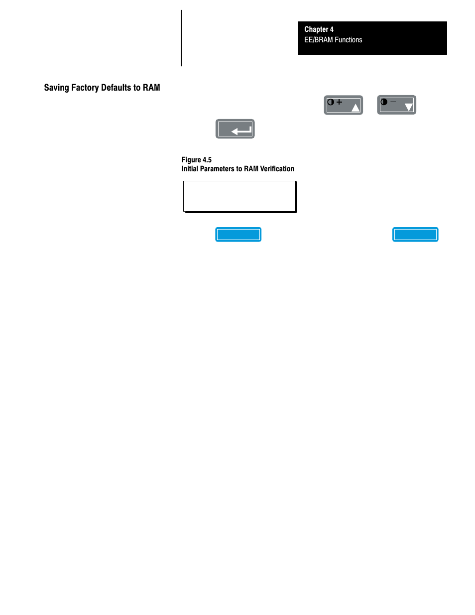 Saving factory defaults to ram | Rockwell Automation 1201 GRAPHIC PROGRAM TERM 3.XX User Manual | Page 32 / 64