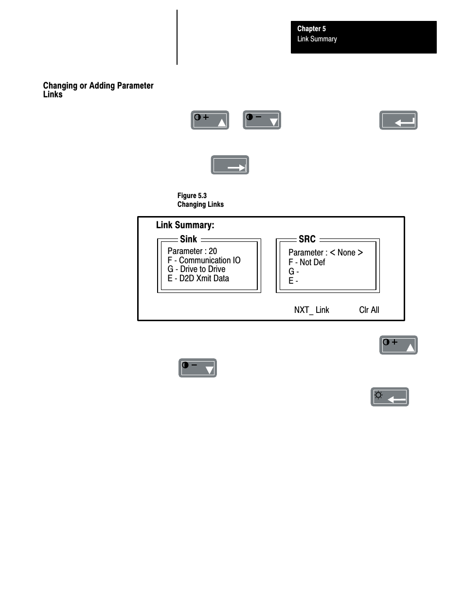 Changing or adding parameter links | Rockwell Automation 1201 GRAPHIC PROGRAM TERM 3.XX User Manual | Page 36 / 64