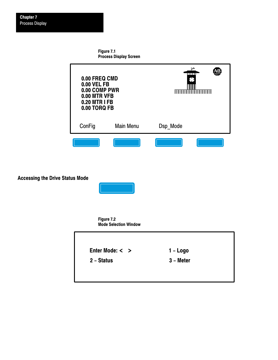 Accessing the drive status mode | Rockwell Automation 1201 GRAPHIC PROGRAM TERM 3.XX User Manual | Page 47 / 64