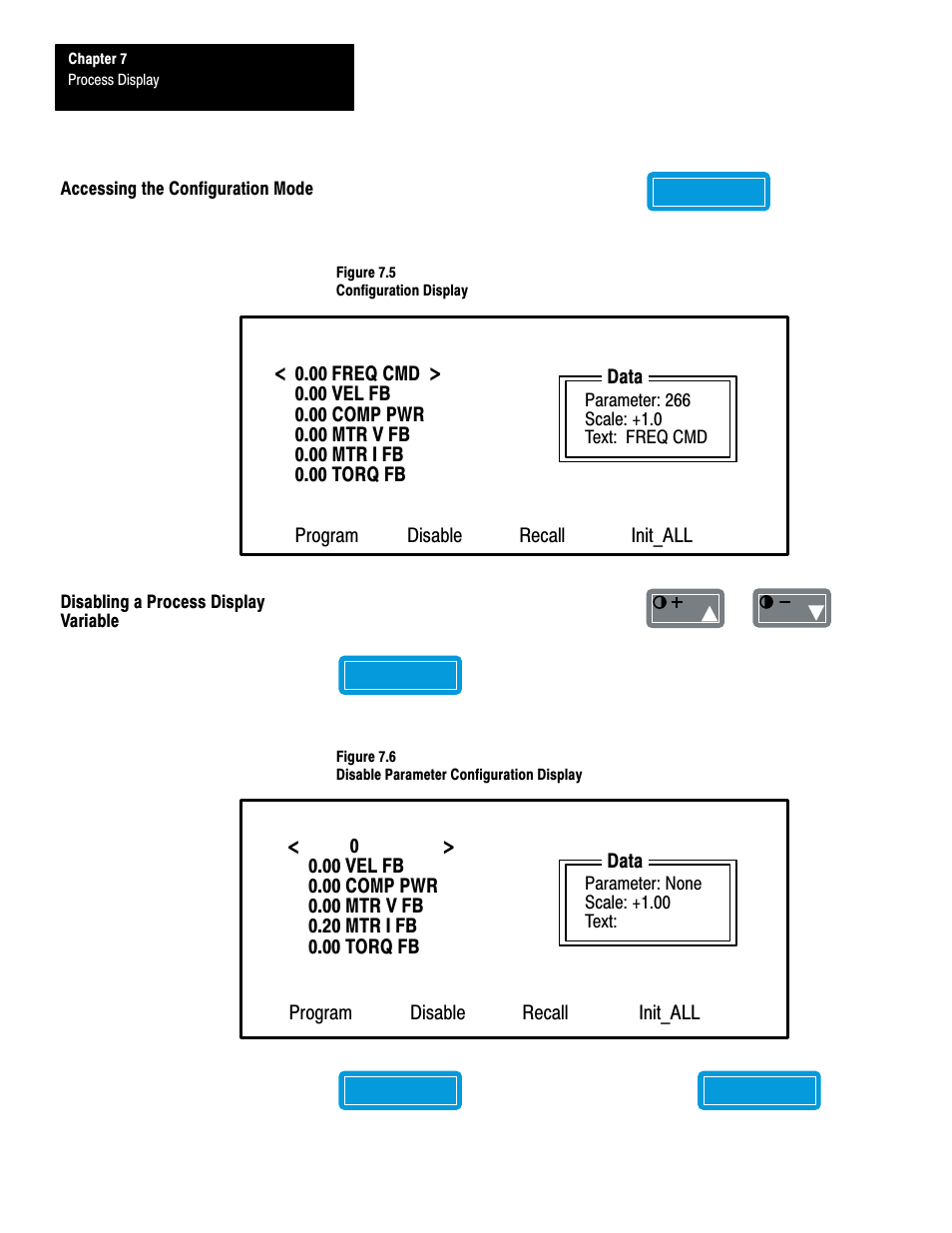 Accessing the configuration mode, Disabling a process display variable | Rockwell Automation 1201 GRAPHIC PROGRAM TERM 3.XX User Manual | Page 49 / 64