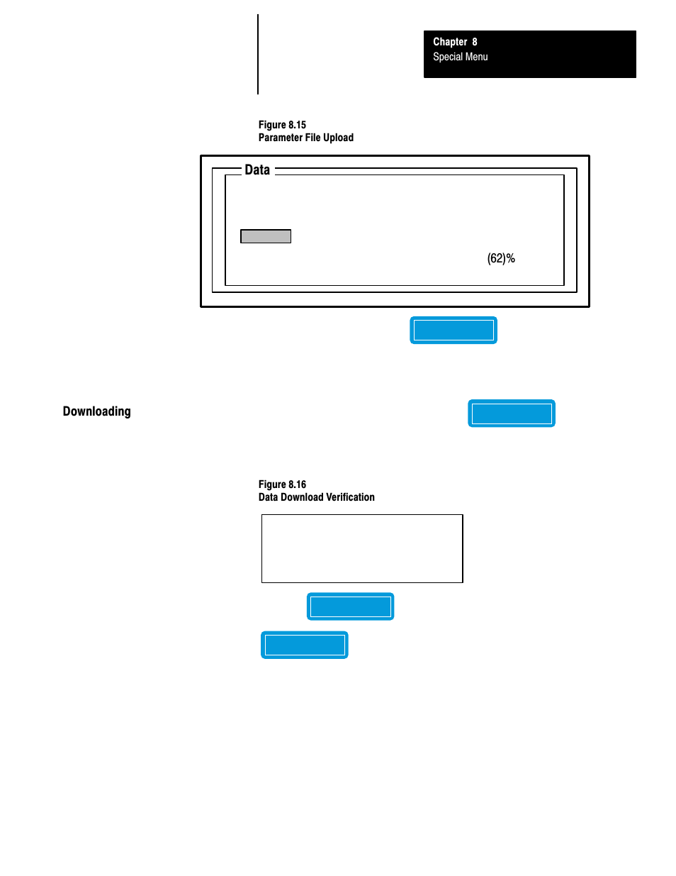 Downloading | Rockwell Automation 1201 GRAPHIC PROGRAM TERM 3.XX User Manual | Page 62 / 64