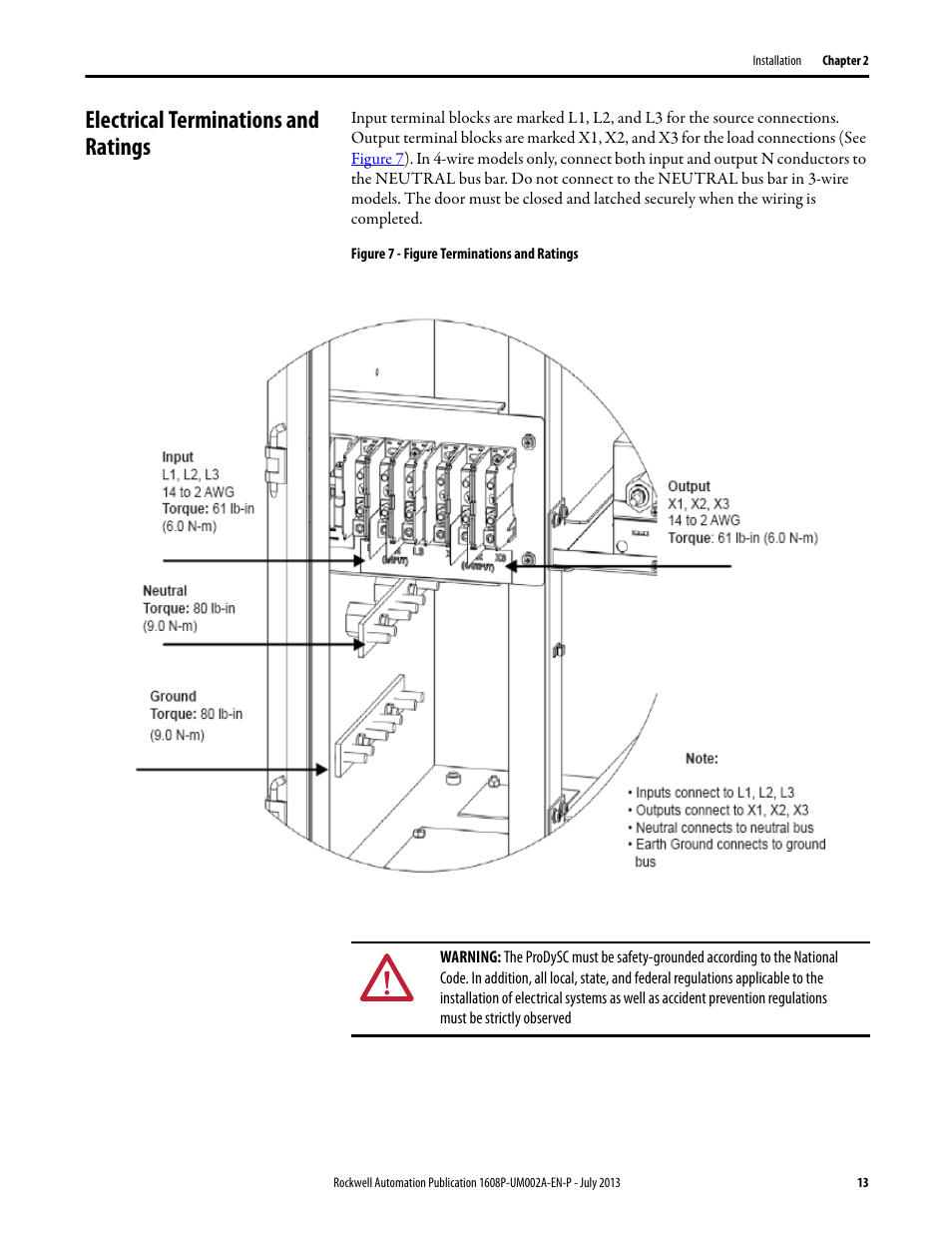 Electrical terminations and ratings, Figure 7 - figure terminations and ratings | Rockwell Automation 1608P ProDySC User Manual, 100/110 A User Manual | Page 13 / 40