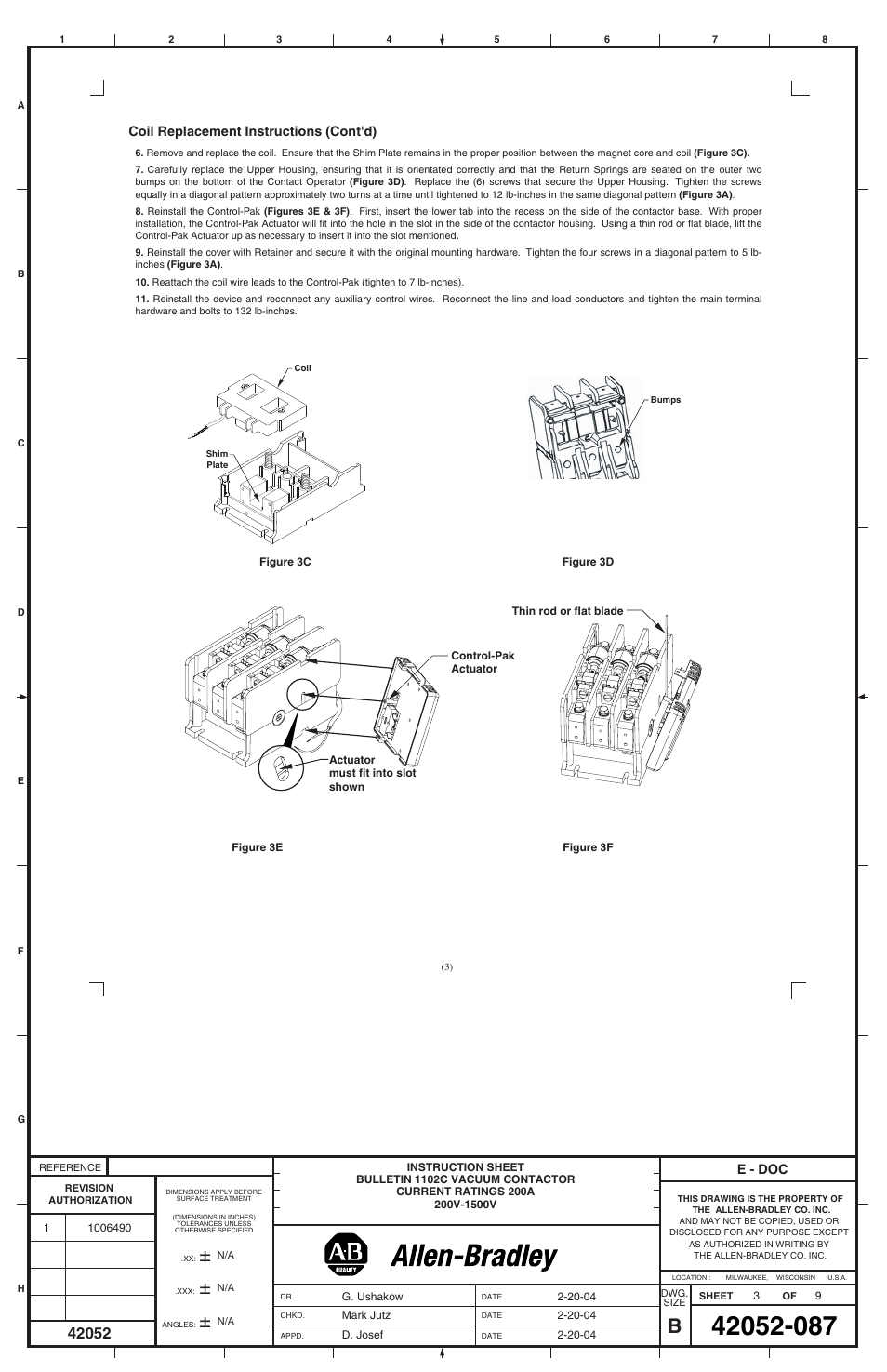 Rockwell Automation 1102C-BOx93 Vacuum Contactor (200A) User Manual | Page 3 / 8