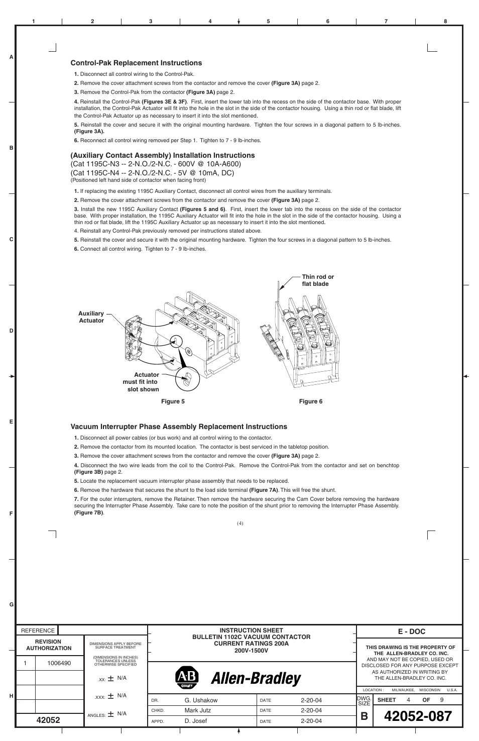 Rockwell Automation 1102C-BOx93 Vacuum Contactor (200A) User Manual | Page 4 / 8