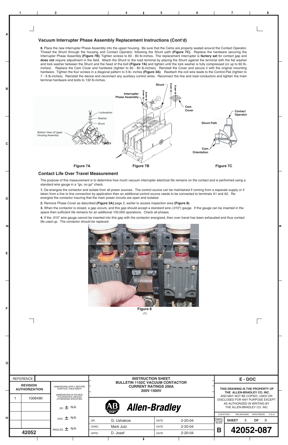 Rockwell Automation 1102C-BOx93 Vacuum Contactor (200A) User Manual | Page 5 / 8