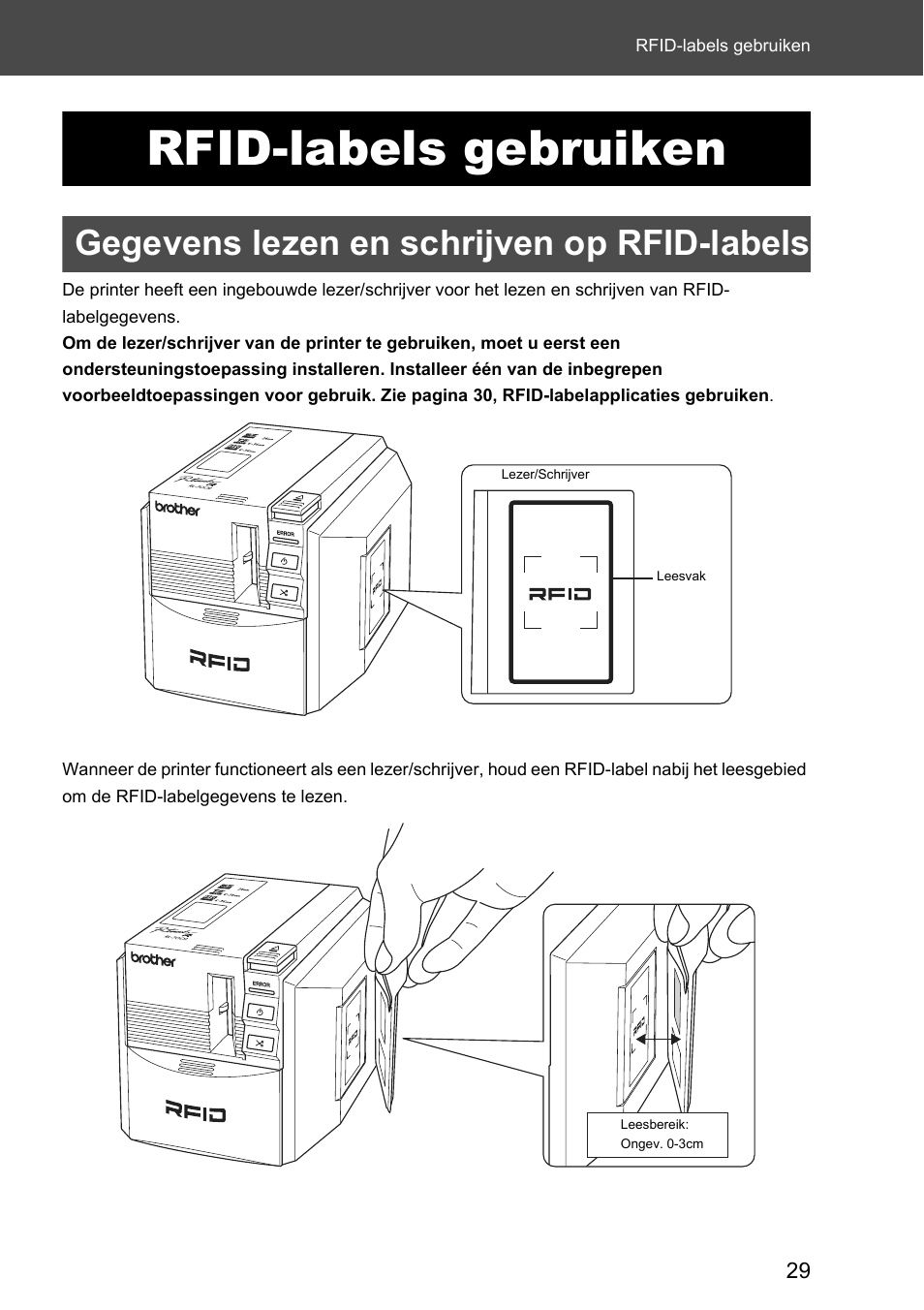 Rfid-labels gebruiken, Gegevens lezen en schrijven op rfid-labels | Brother P-touch RL-700S User Manual | Page 119 / 181