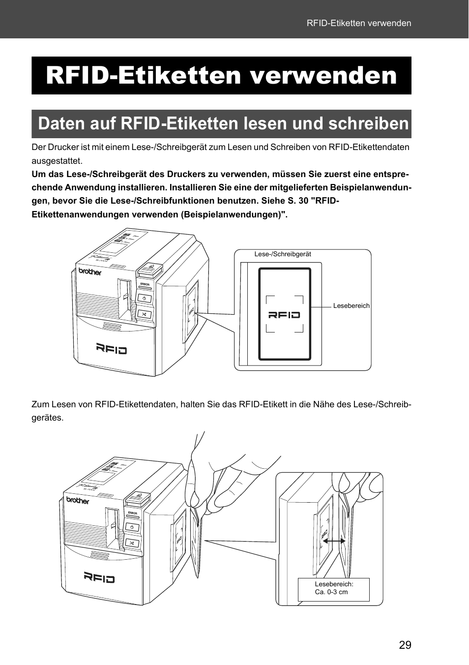 Rfid-etiketten verwenden, Daten auf rfid-etiketten lesen und schreiben | Brother P-touch RL-700S User Manual | Page 164 / 181