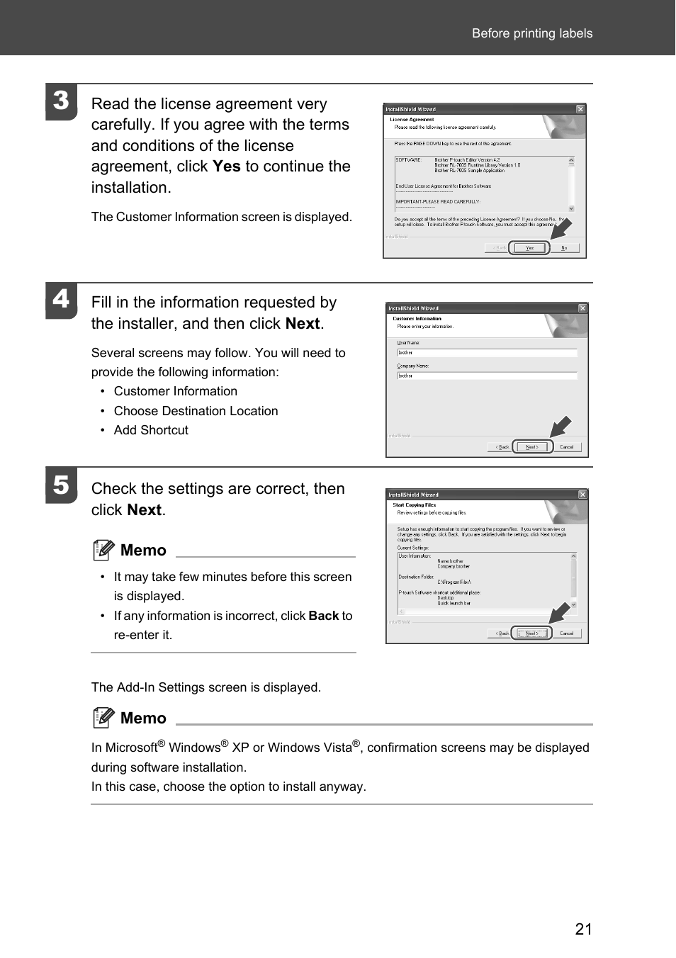 Brother P-touch RL-700S User Manual | Page 21 / 181