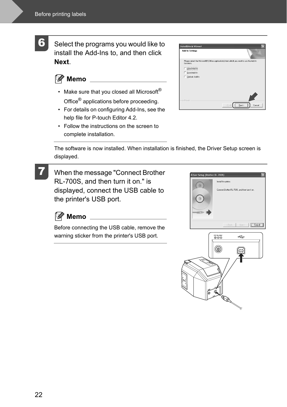 Brother P-touch RL-700S User Manual | Page 22 / 181