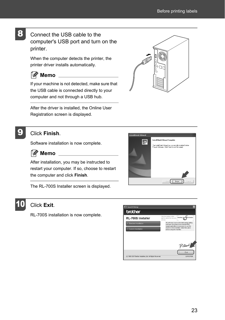 Brother P-touch RL-700S User Manual | Page 23 / 181